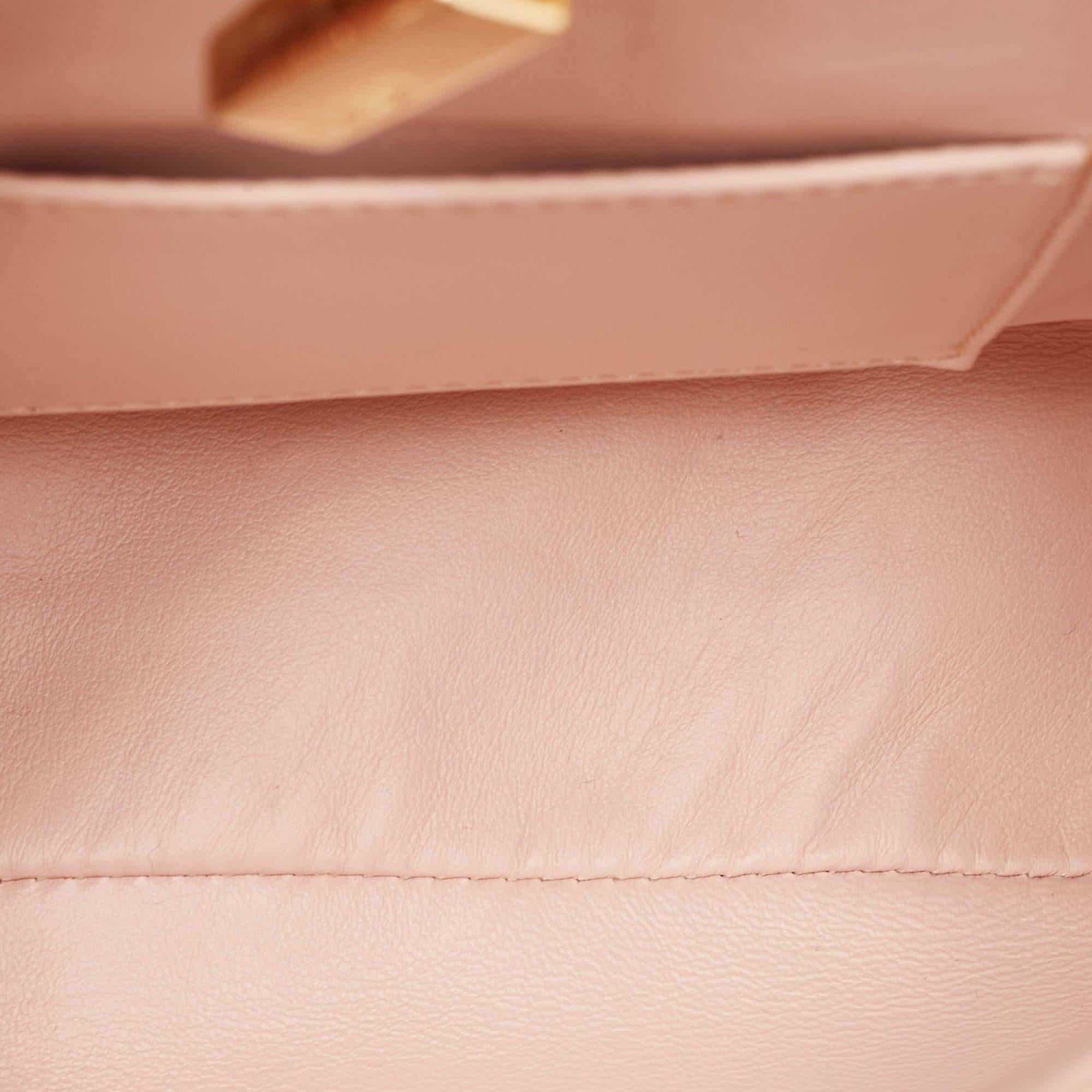 Fendi Pink Leather Mini Fringe Peekaboo Top Handle Bag For Sale 3