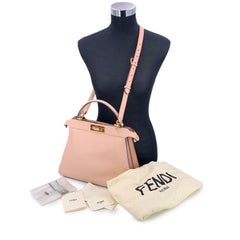 Fendi Pink Leather Peekaboo ISeeU Medium Top Handle Satchel Bag
