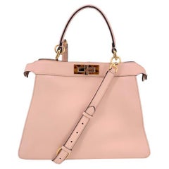 Fendi Pink Leather Peekaboo ISeeU Medium Top Handle Satchel Bag