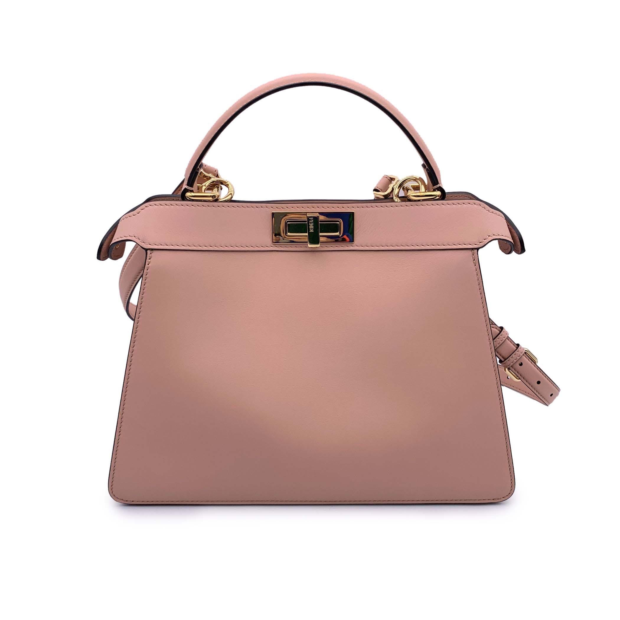 Fendi Pink Leather Peekaboo ISeeU Medium Top Handle Satchel In Excellent Condition For Sale In Rome, Rome