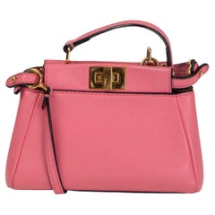 FENDI pink leather PEEKABOO MICRO Crossbody Bag