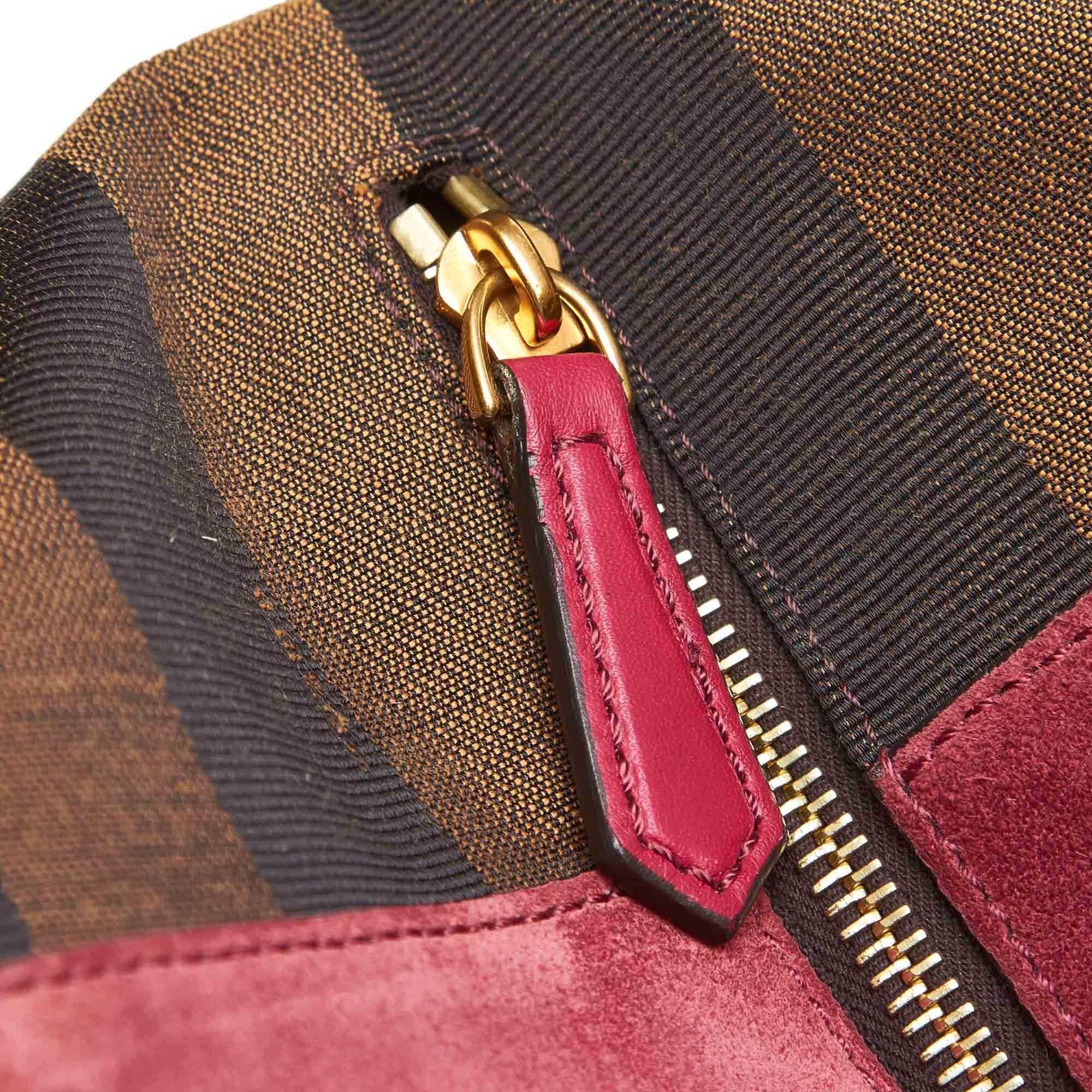 Fendi Pink  Leather Pequin Boxy Shoulder Bag Italy For Sale 3