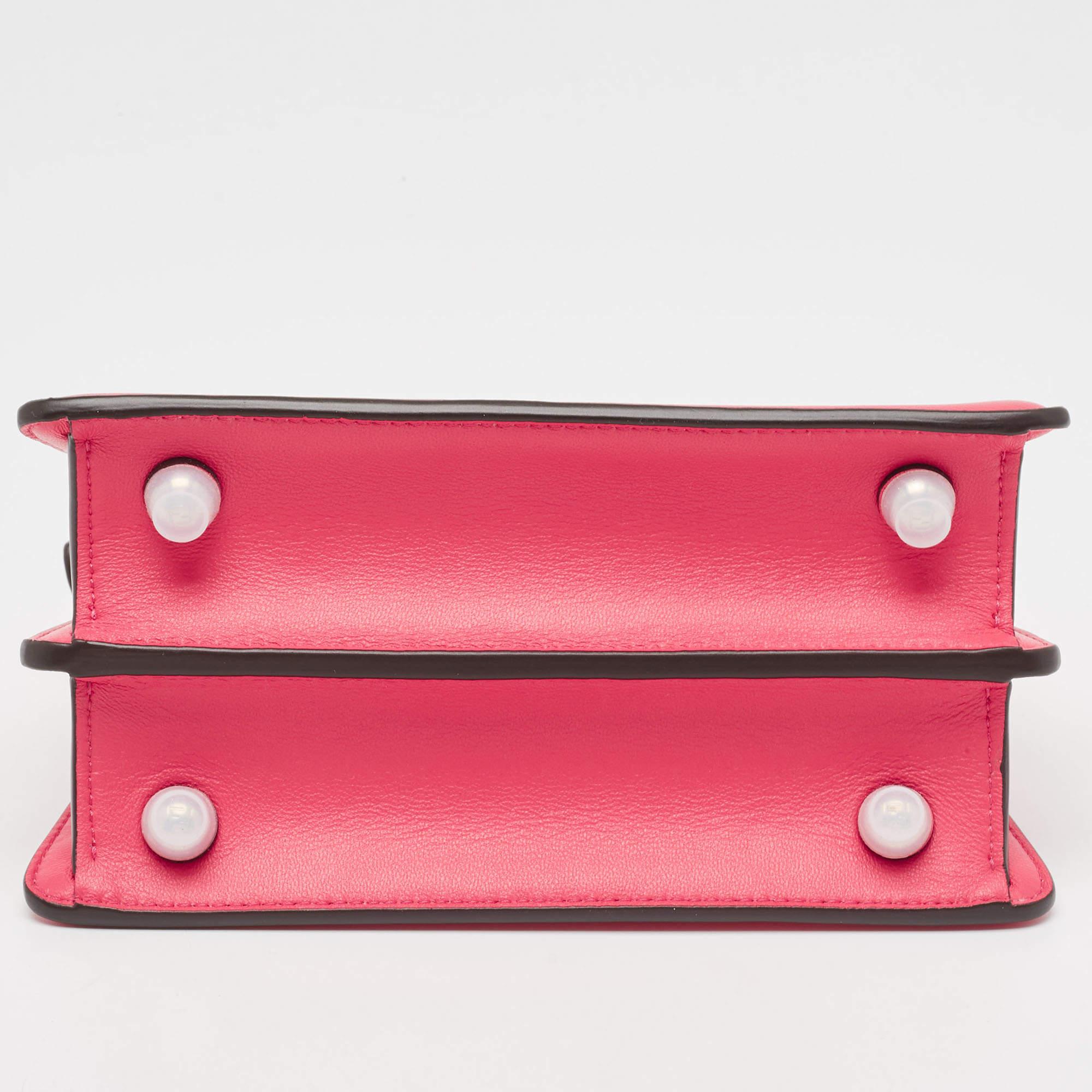 Fendi Pink Leather Petite Peekaboo ISeeU Top Handle Bag 4