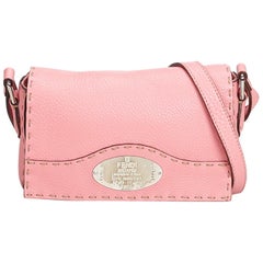 Fendi Pink  Leather Selleria Crossbody Bag Italy