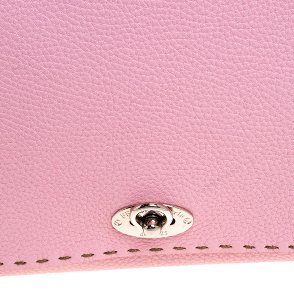 Fendi Pink Leather Selleria Flap Clutch 5