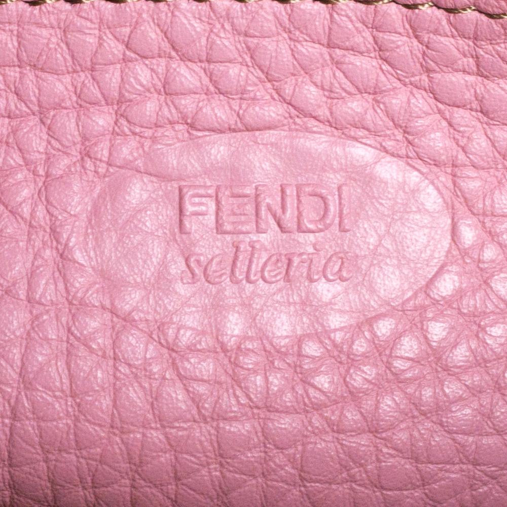 Fendi Pink Leather Selleria Flap Clutch 2