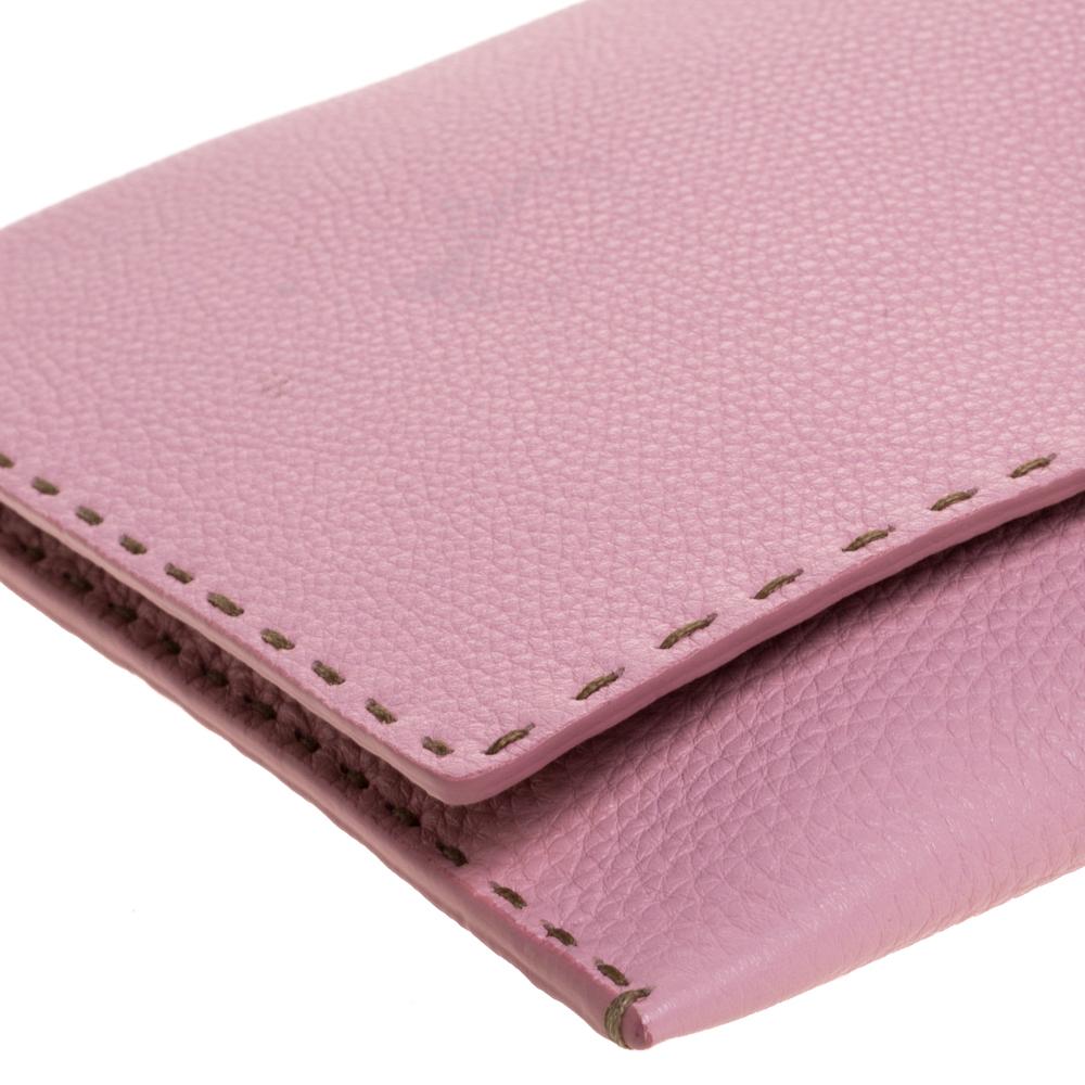 Fendi Pink Leather Selleria Flap Clutch 3