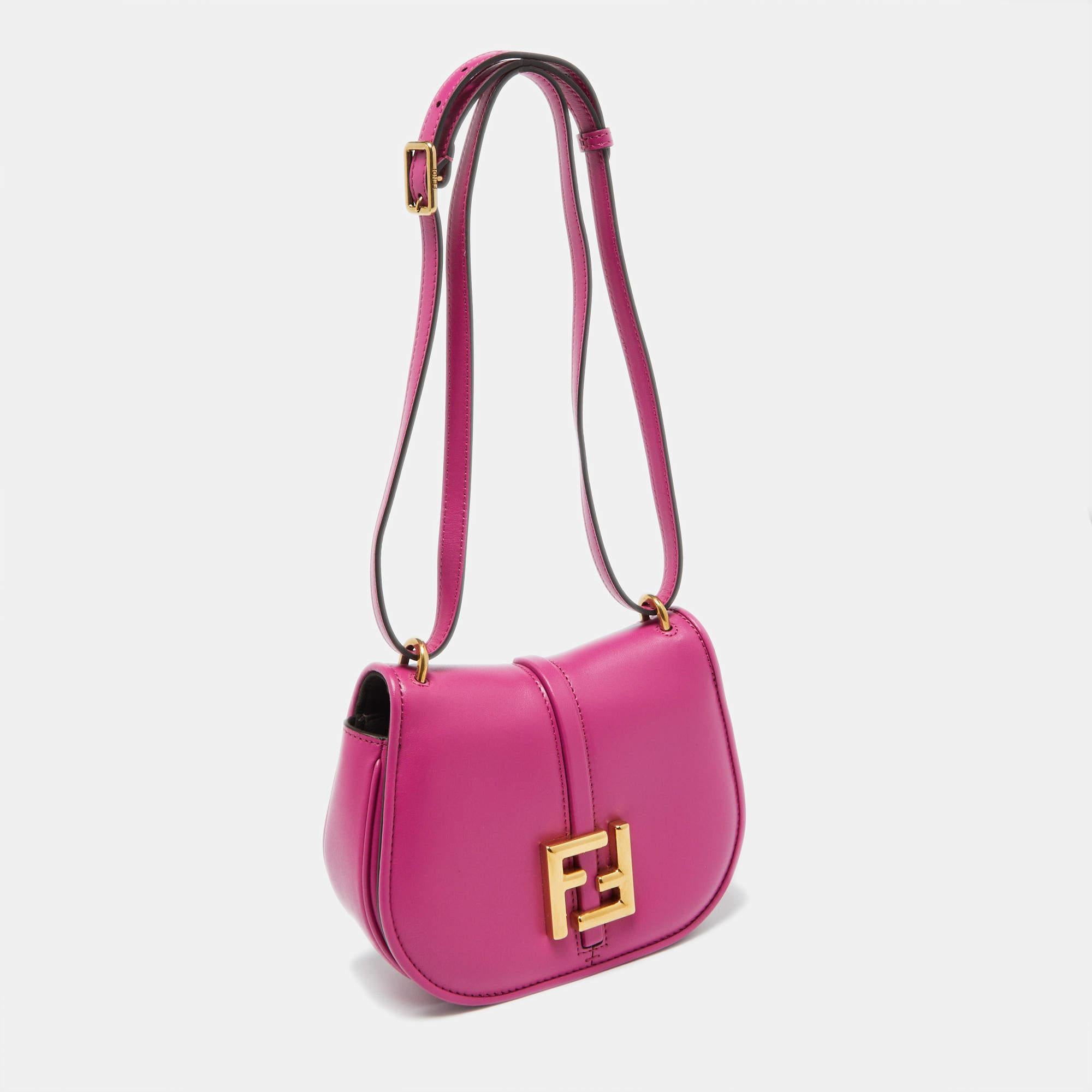 Fendi Pink Leather Small C'Mon Flap Shoulder Bag In New Condition In Dubai, Al Qouz 2