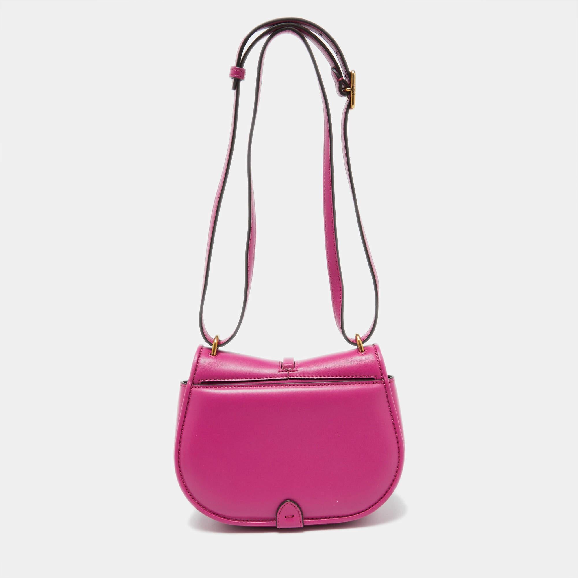 Women's Fendi Pink Leather Small C'Mon Flap Shoulder Bag