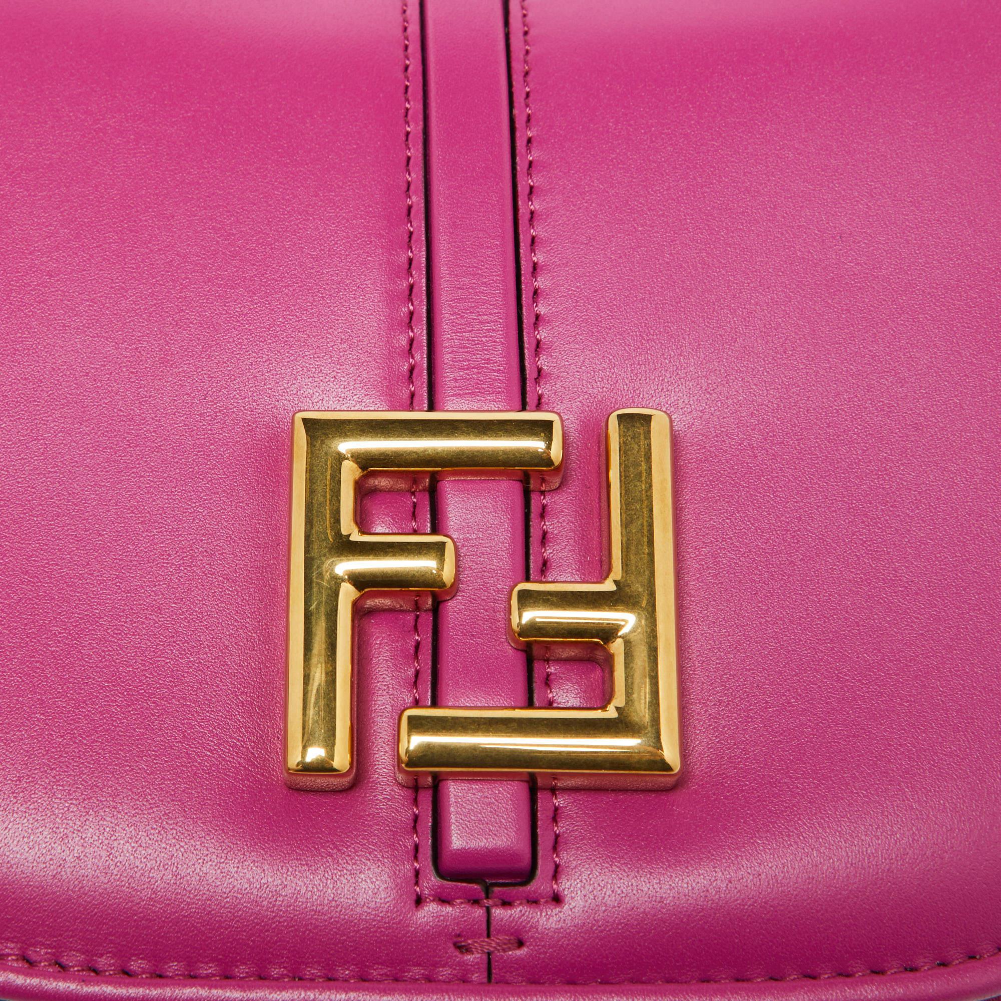 Fendi Pink Leather Small C'Mon Flap Shoulder Bag 1