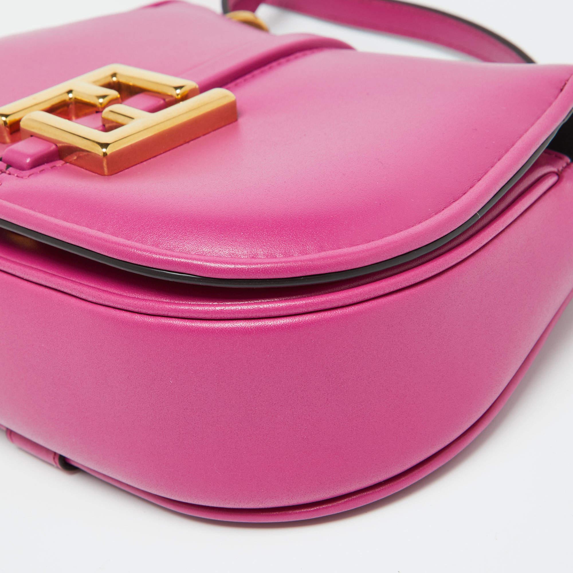 Fendi Pink Leather Small C'Mon Flap Shoulder Bag 5