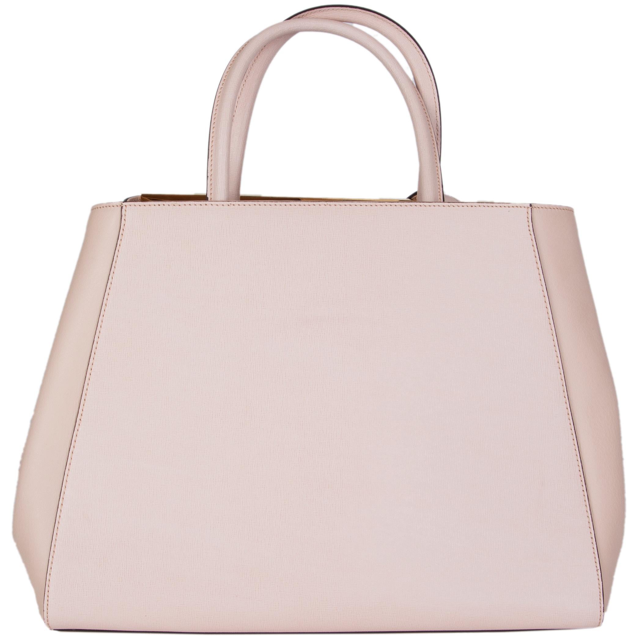 Beige FENDI pink leather TWO TONE 2JOURS MEDIUM TOTE Shoulder Bag