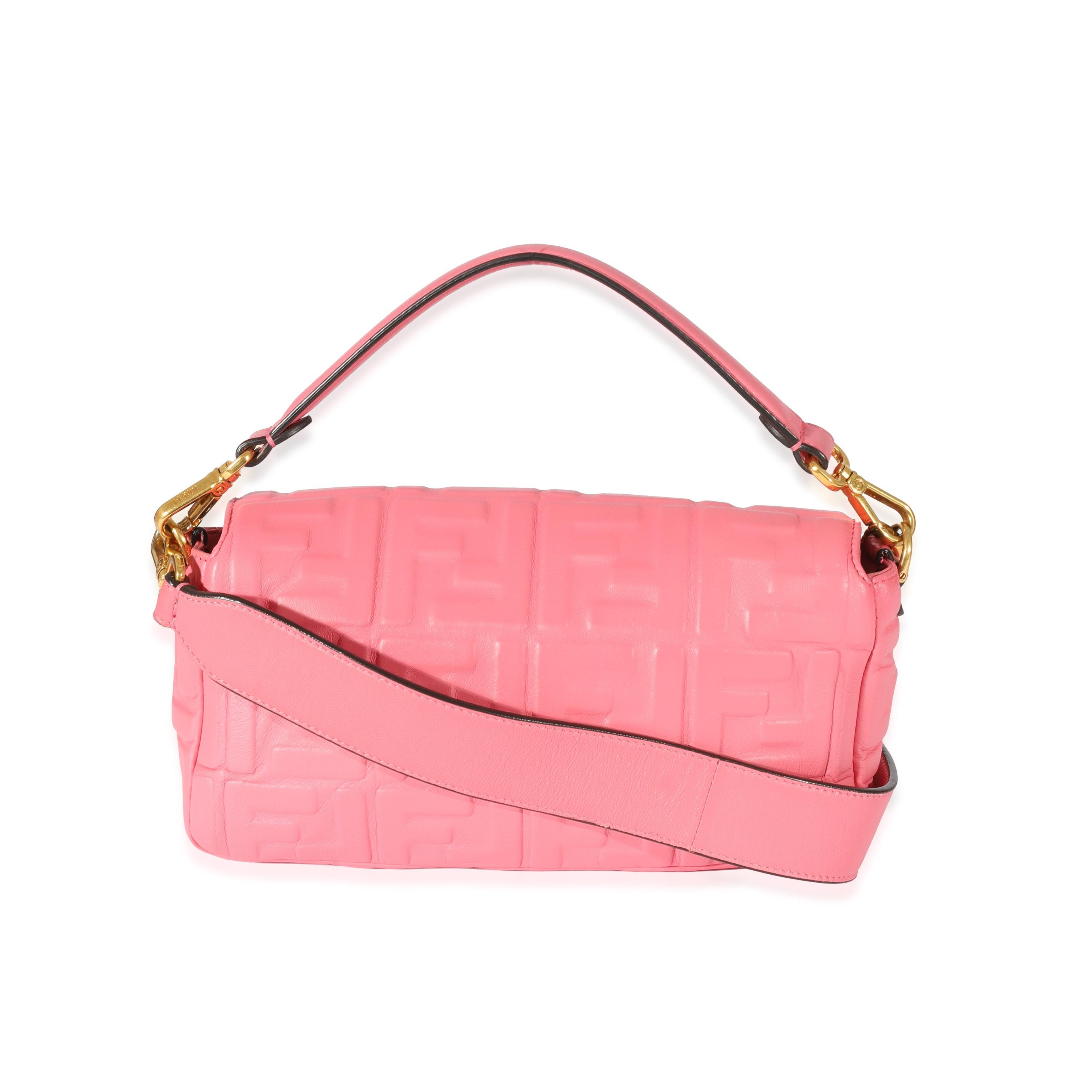 Listing Title: Fendi Pink Leather Zucca Medium Baguette NM
SKU: 129902
Condition: Pre-owned 
Condition Description: A Fendi classic. The Baguette bag is synonymous with the early 2000s and made a name for itself in an early episode of Sex & The