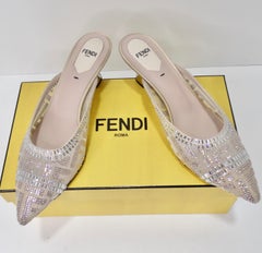 Fendi Pink Mesh Crystal Embellished Colibrì Pointed Toe Mules
