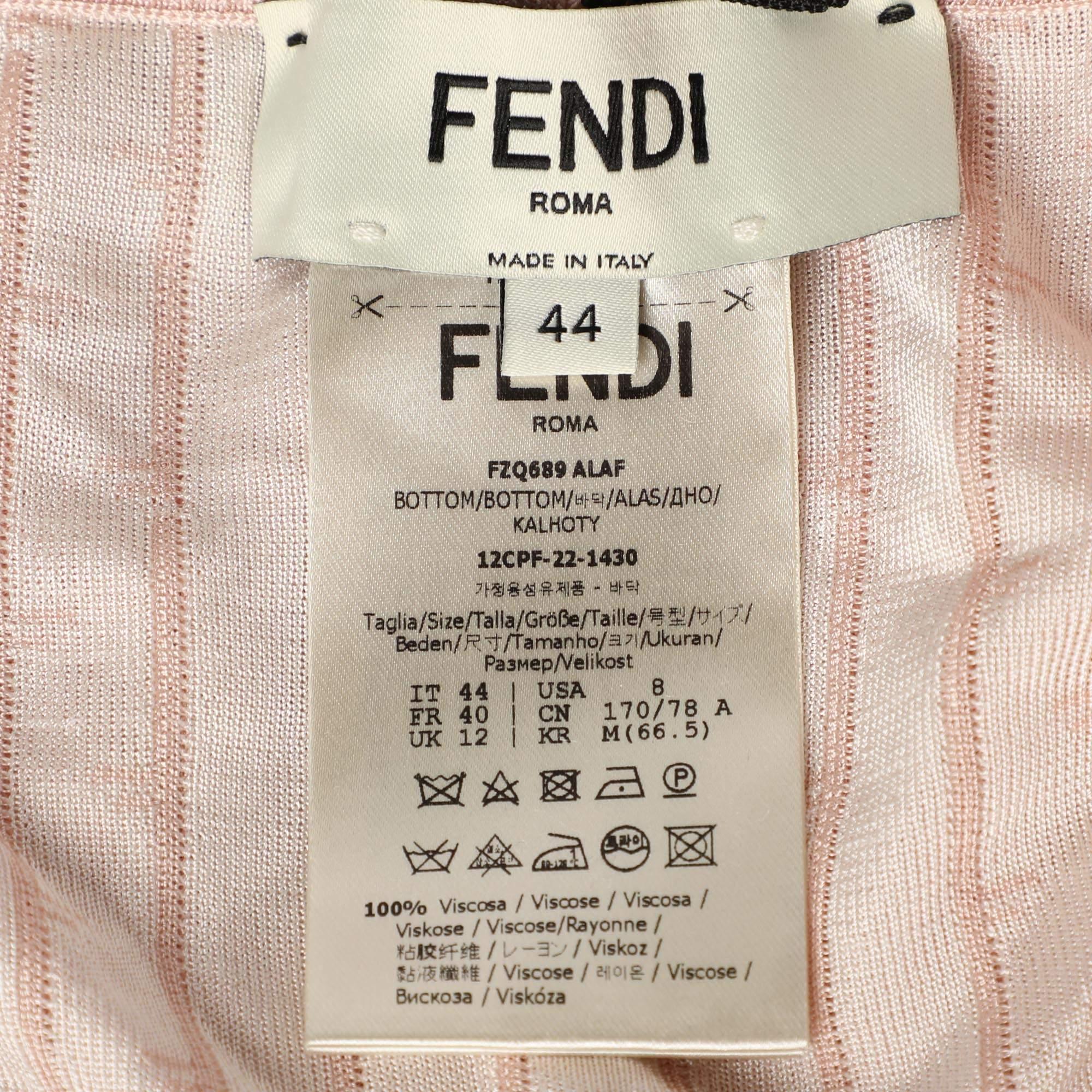 Fendi Pink Monogram Knit Midi Skirt M In New Condition For Sale In Dubai, Al Qouz 2