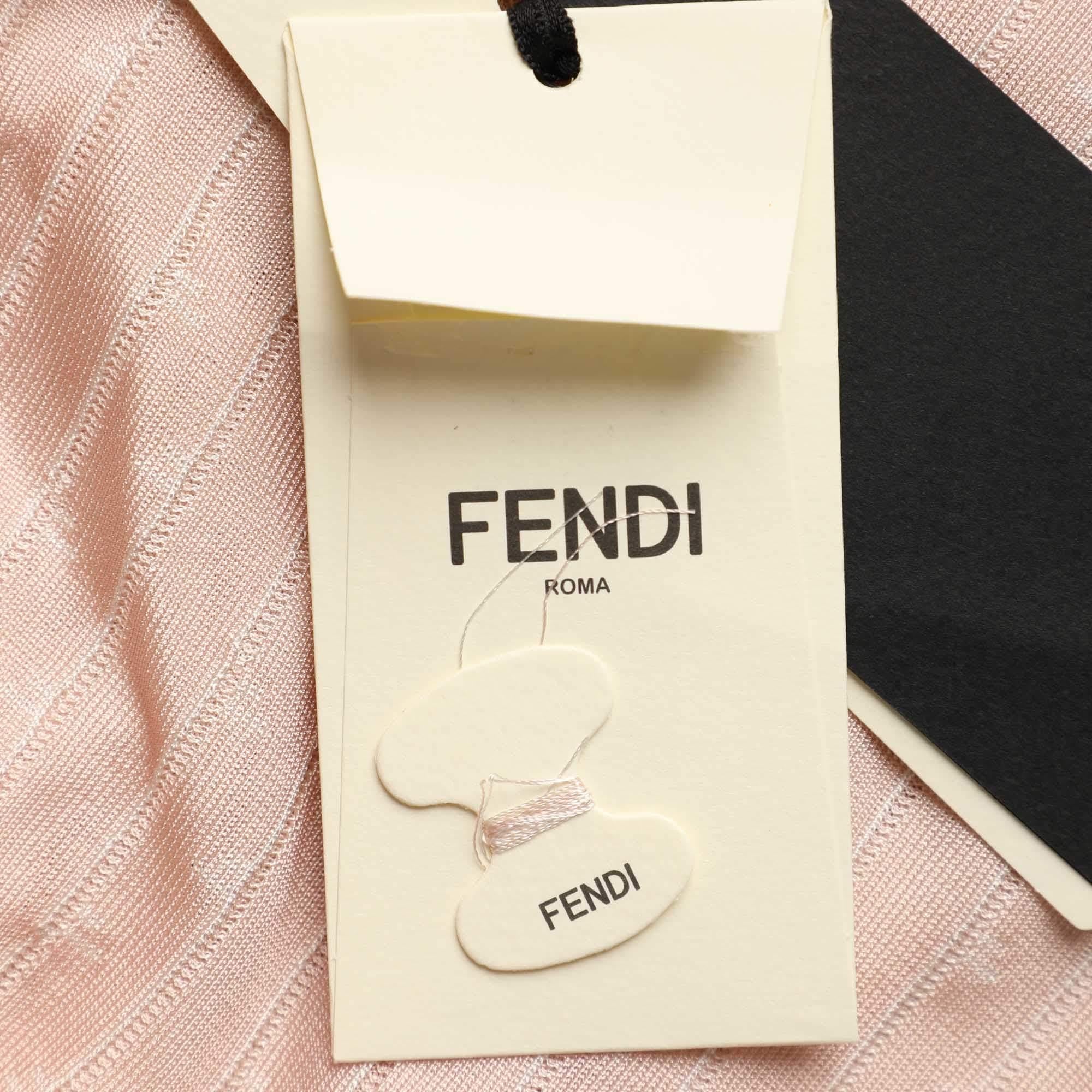 Fendi Pink Monogram Knit Midi Skirt M For Sale 3
