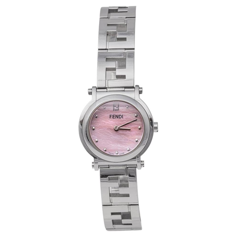 Fendi Pink Mother of Pearl Stainless Steel 6100L Womens's Wristwatch 28 mm