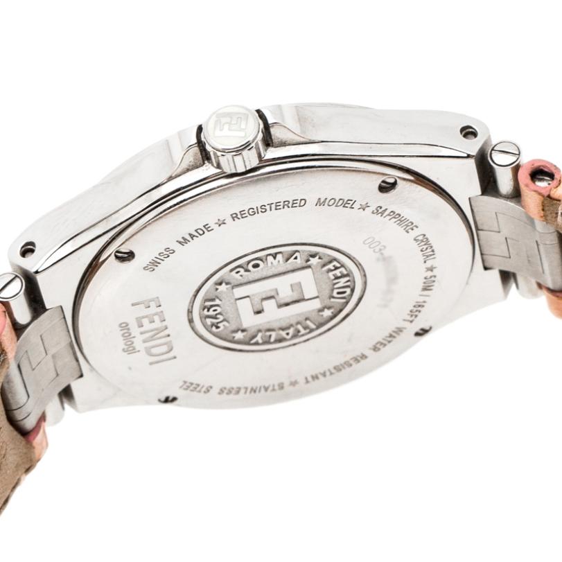 Fendi Pink Mother of Pearl Steel High Speed 4600M Women's Wristwatch 34 mm 2