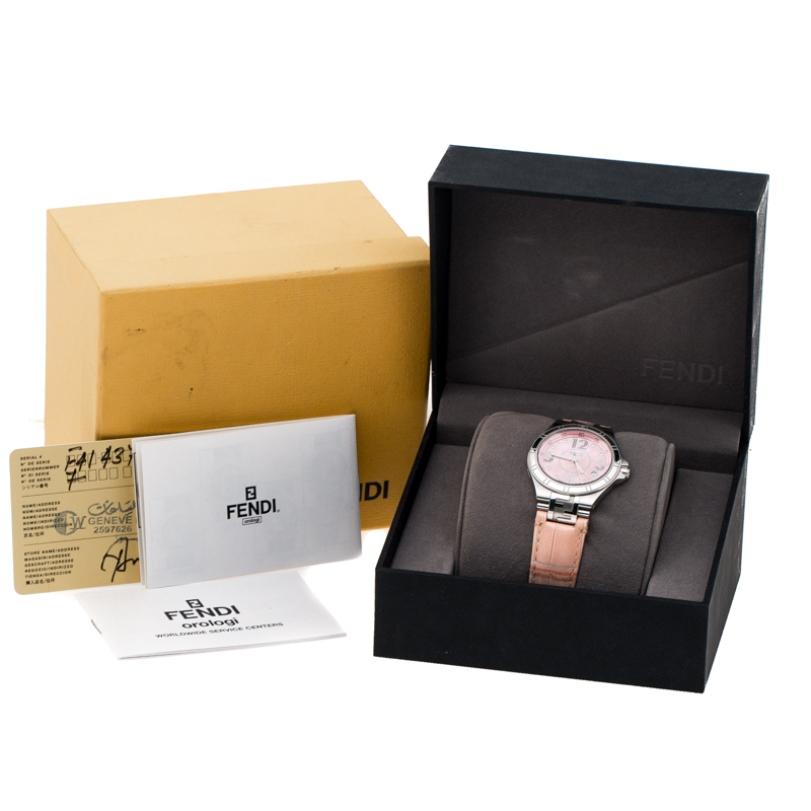 Fendi Pink Mother of Pearl Steel High Speed 4600M Women's Wristwatch 34 mm 3