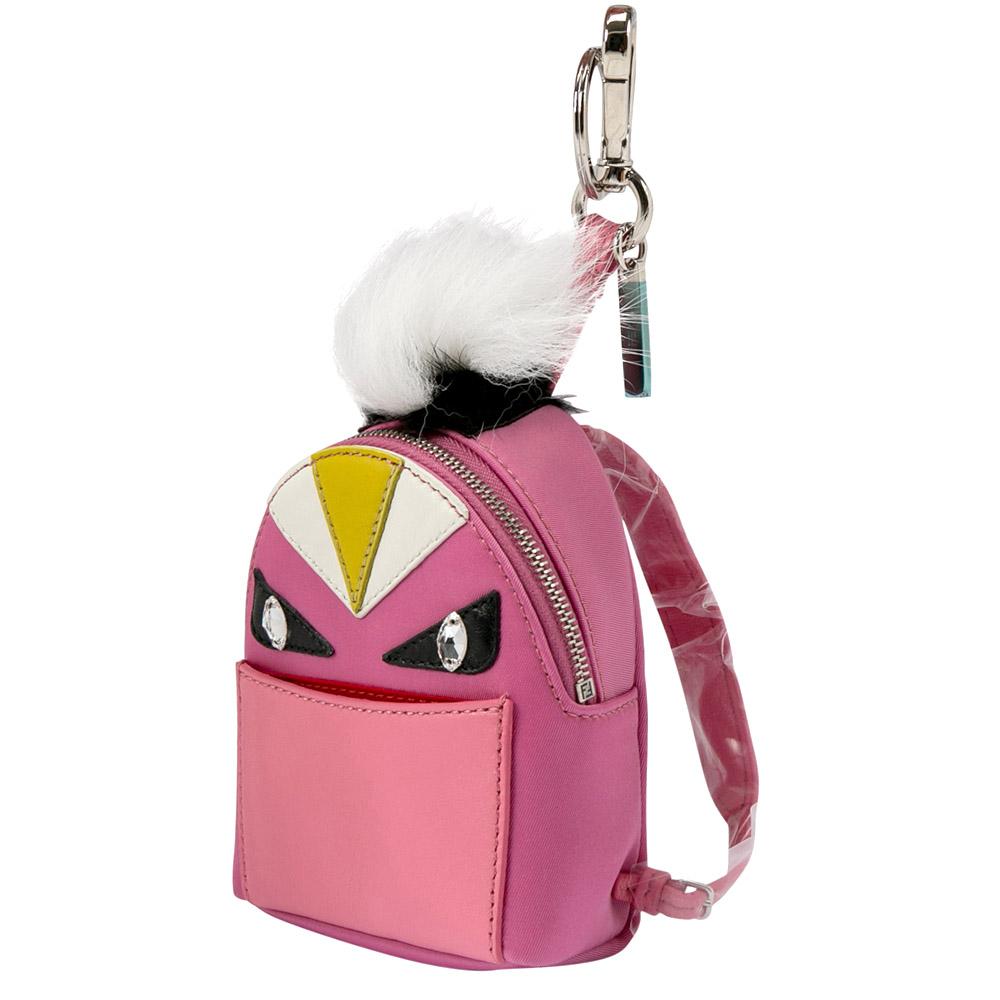 This cute and adorable bag charm from Fendi is designed in the shape of its iconic Monster backpack. Rendered in nylon and leather, the charm carries a pretty pink hue along with a lobster clasp for you to attach it to your bags easily and a