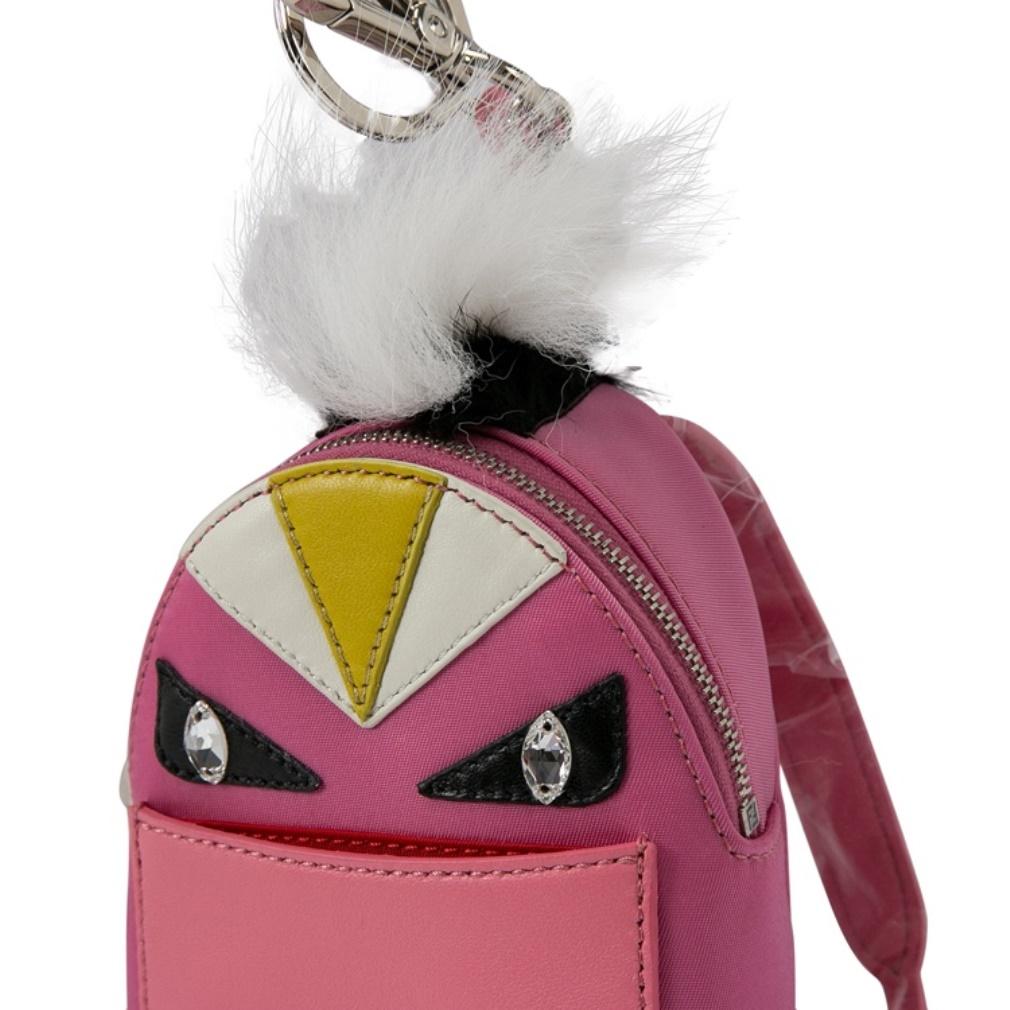 Fendi Monster sac à dos rose en nylon et cuir Neuf - En vente à Dubai, Al Qouz 2