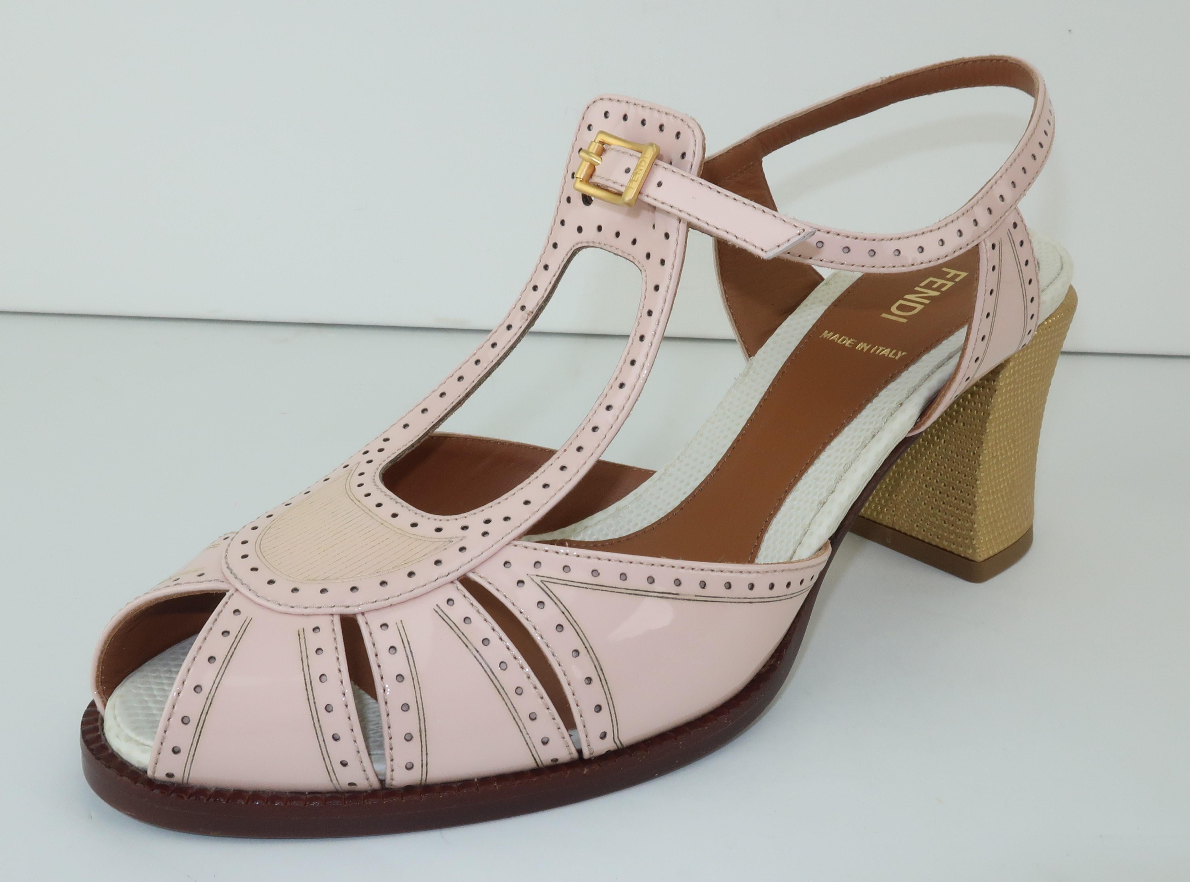 Fendi Pink Patent Leather Spectator Style Shoes Sz 38 2