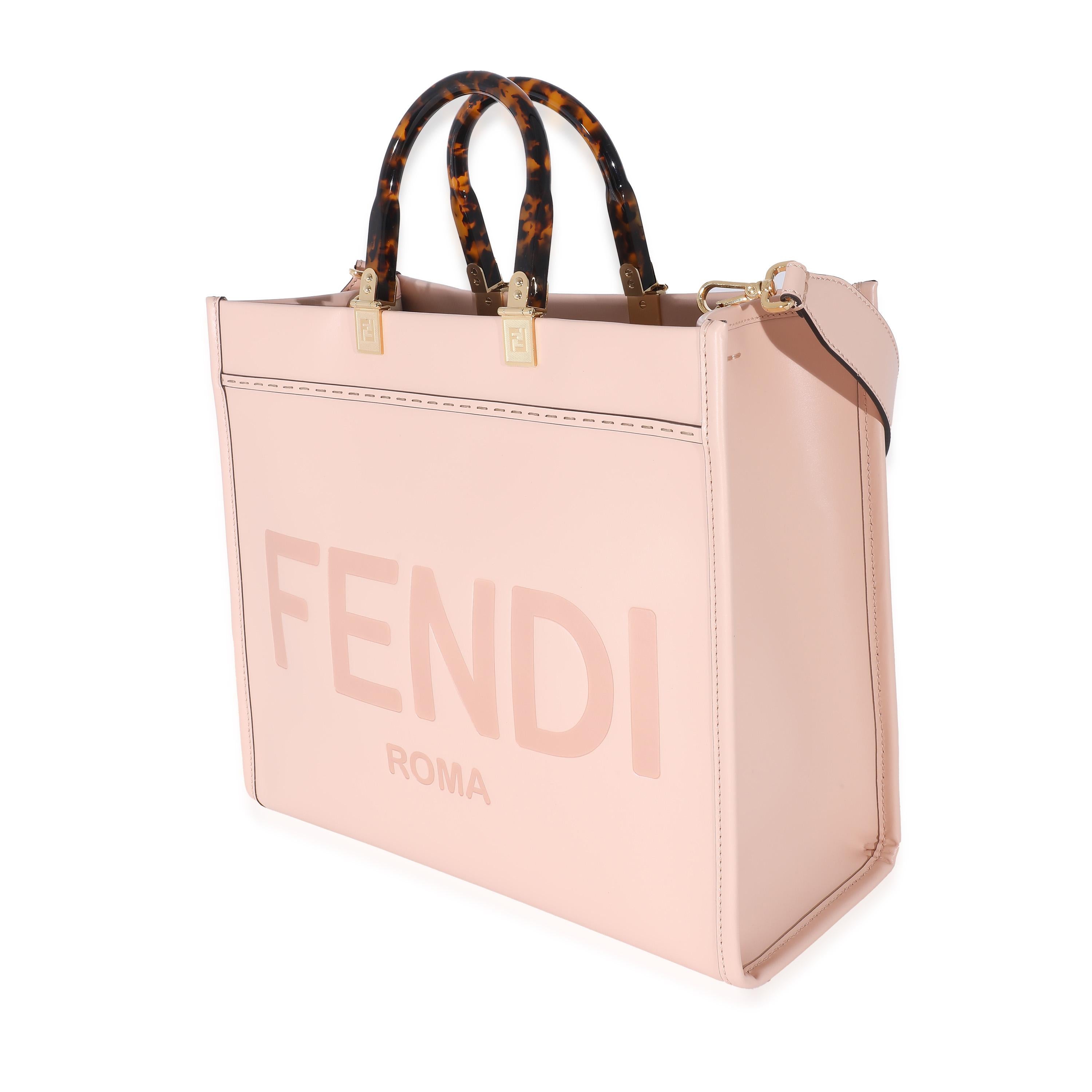 Fendi Pink Poudre Calfskin Medium Sunshine Shopper In Excellent Condition In New York, NY