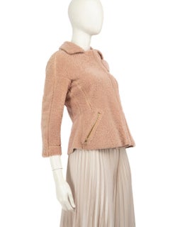 Fendi Pink Shearling Leather Jacket Size XS