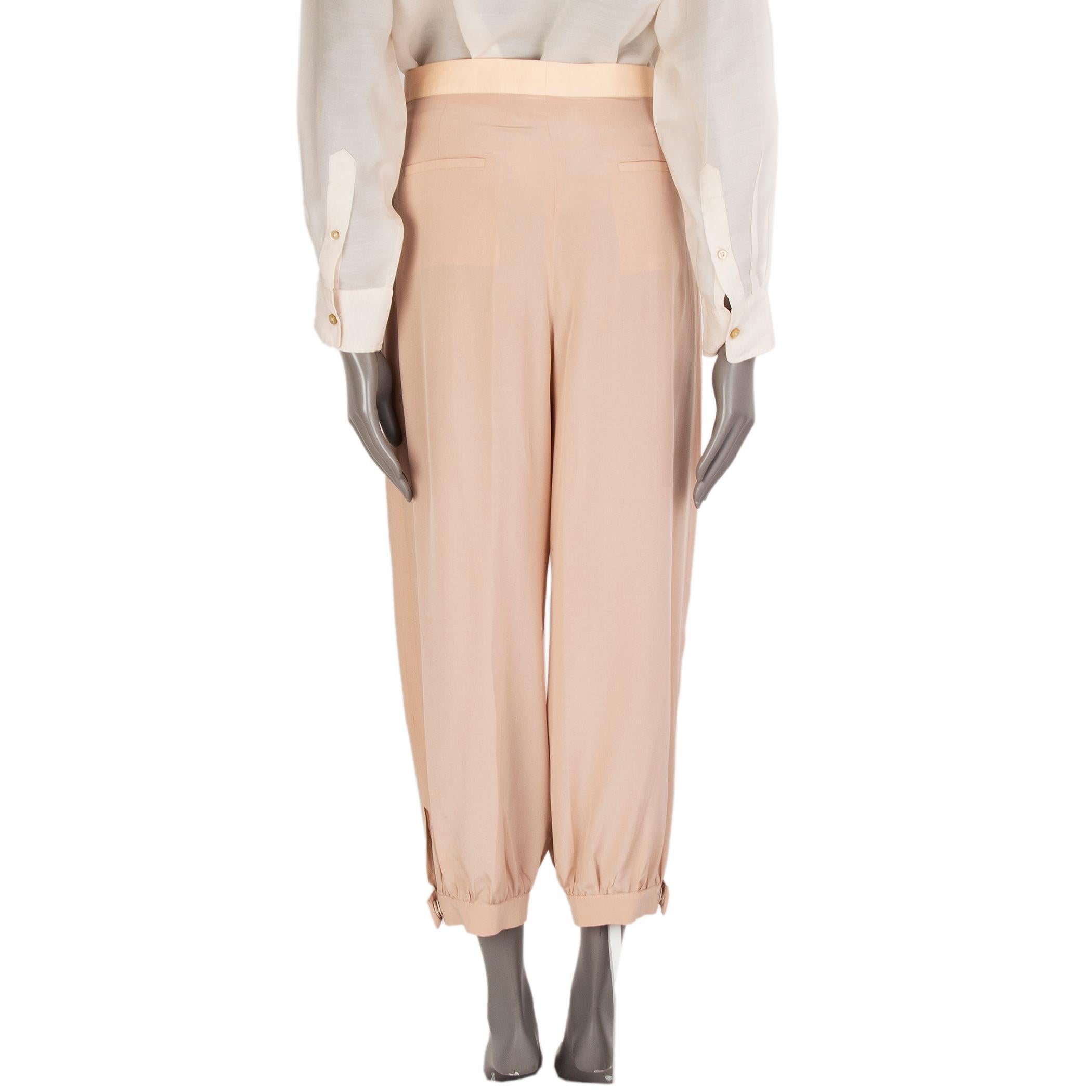 Beige FENDI pink silk GATHERED HAREM Pants 42 M For Sale