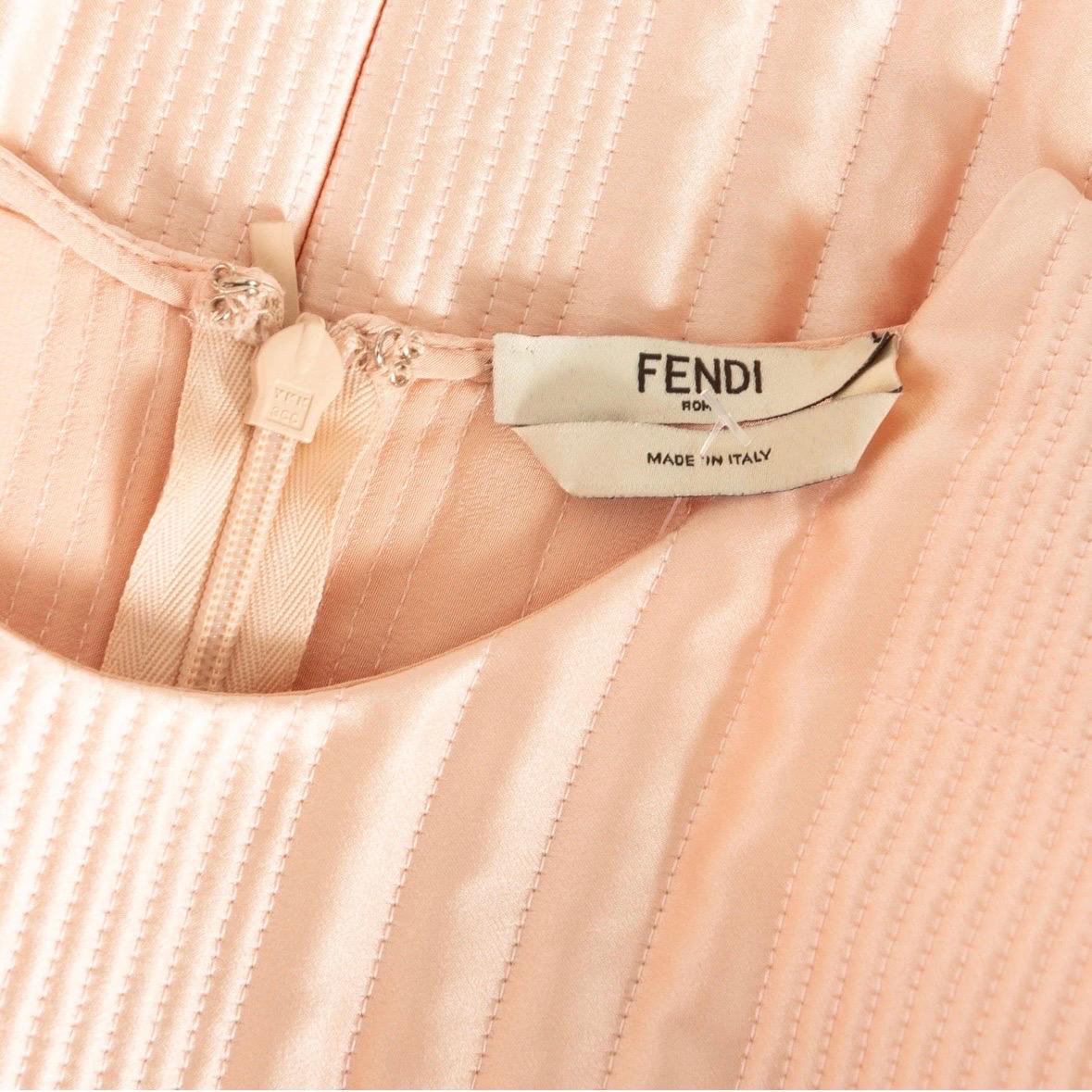 Fendi Pink Silk Quilted Peplum Dress For Sale 7