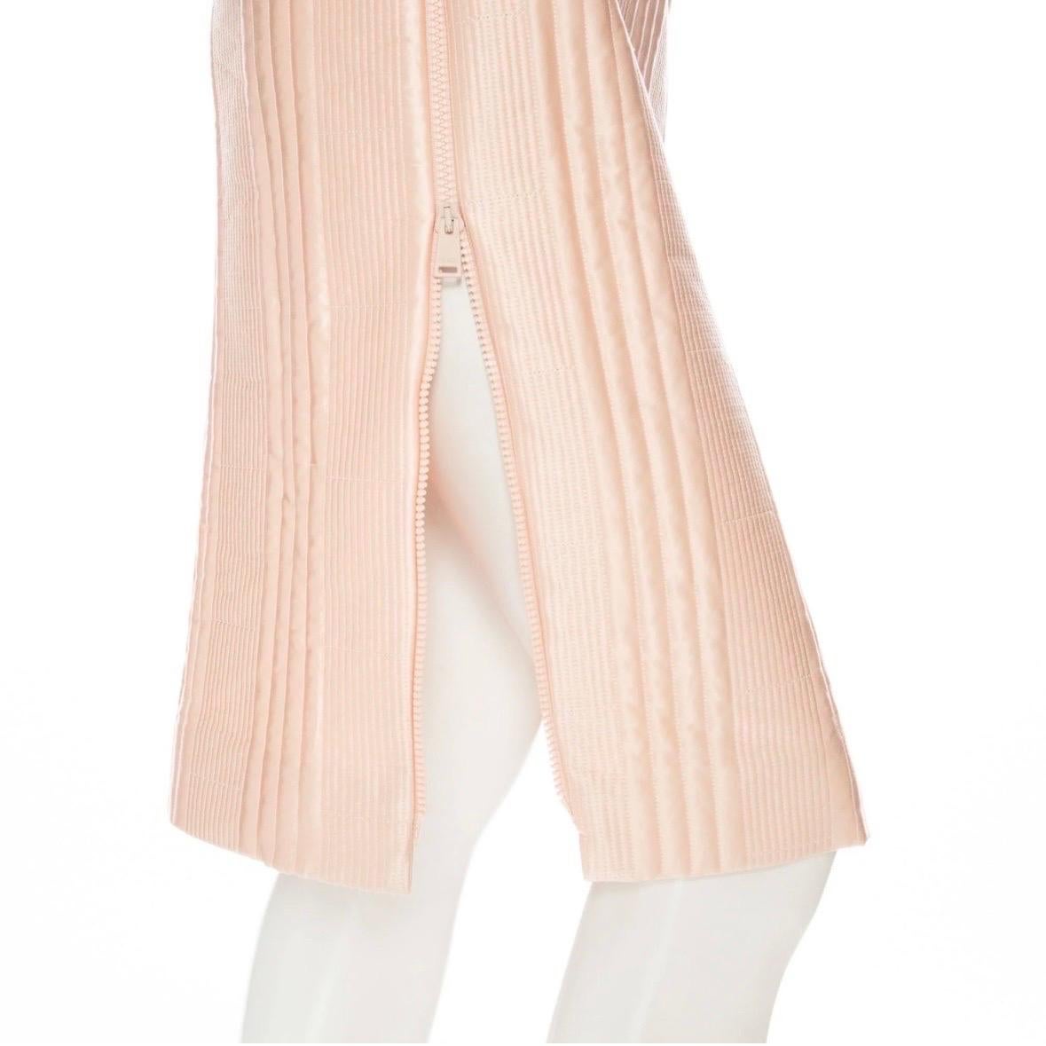 Fendi Pink Silk Quilted Peplum Dress For Sale 3