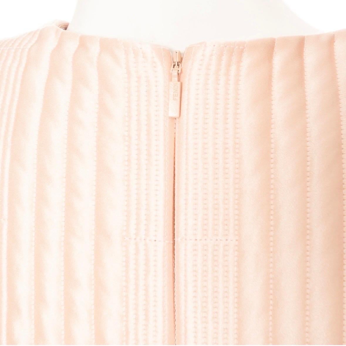 Fendi Pink Silk Quilted Peplum Dress For Sale 5