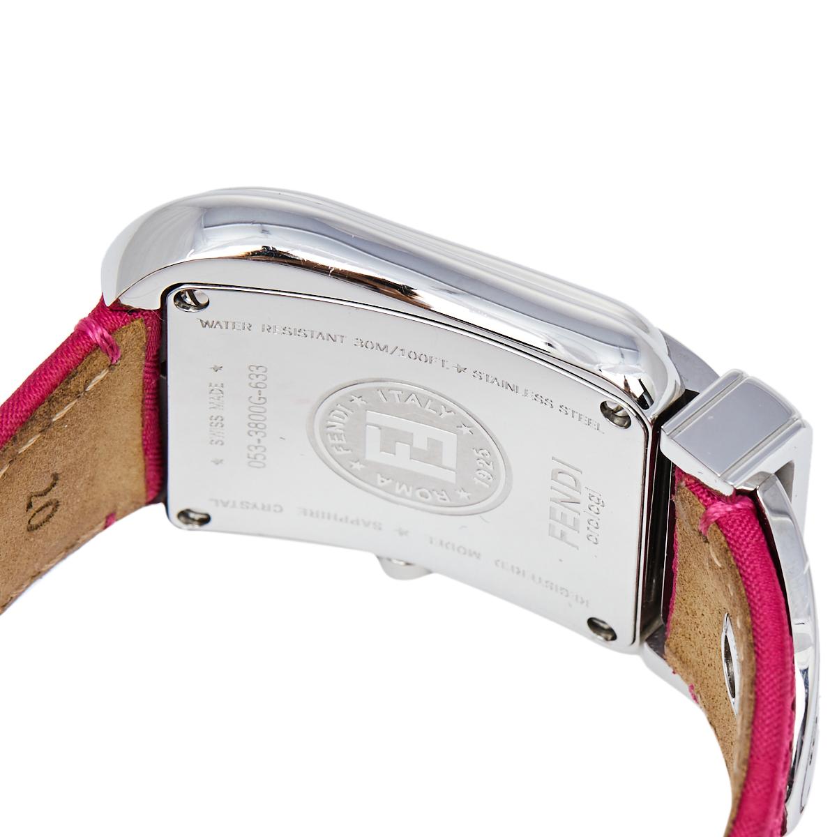 Contemporary Fendi Pink Stainless Steel B.Fendi 3800G Women's Wristwatch 33 mm