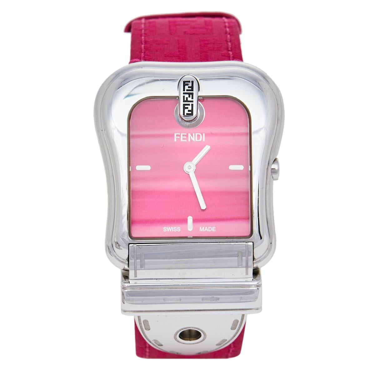 Fendi Pink Stainless Steel B.Fendi 3800G Women's Wristwatch 33 mm