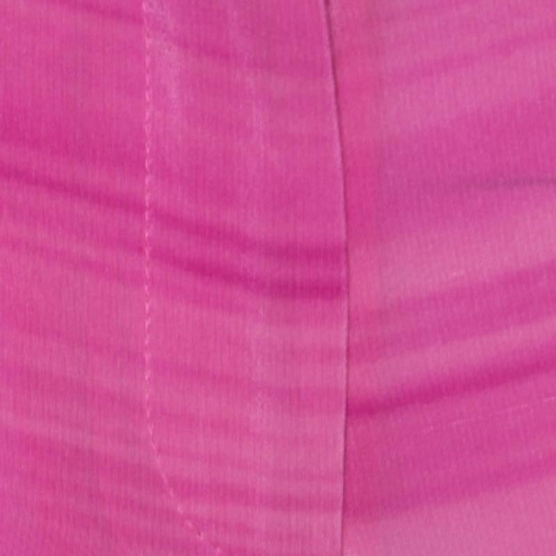 Fendi - Pantaloni rilassati in crepe de chine di seta a righe rosa M in vendita 1