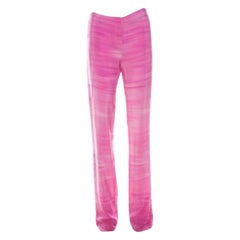 Fendi Pink Striped Crepe de Chine Silk Relaxed Trousers M
