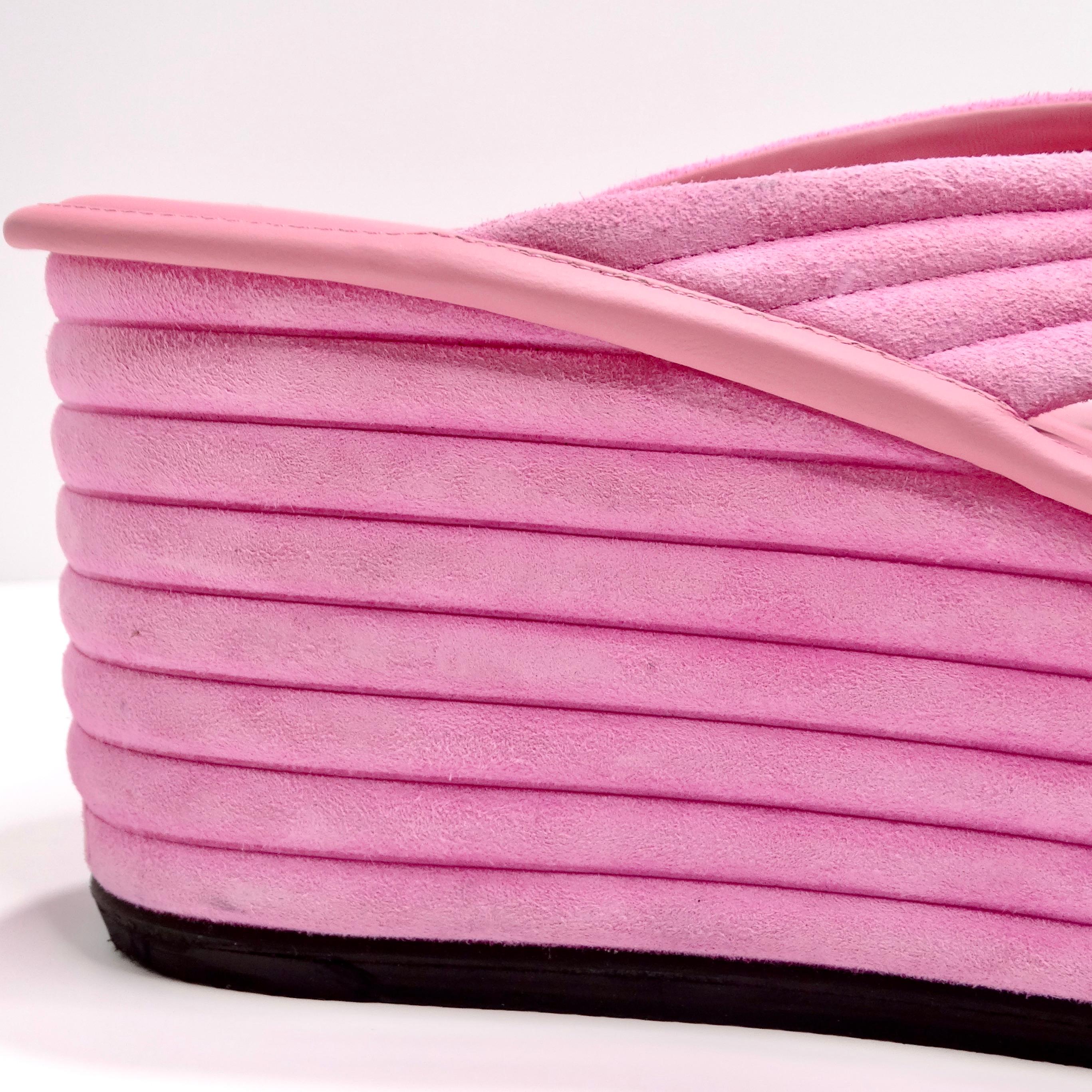 Fendi Pink Suede Platform Flip Flops For Sale 2