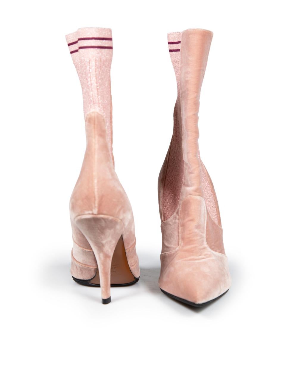 Fendi Rosa Samt Glitter Akzent Sock Stiefel Größe IT 39,5 im Zustand „Hervorragend“ im Angebot in London, GB