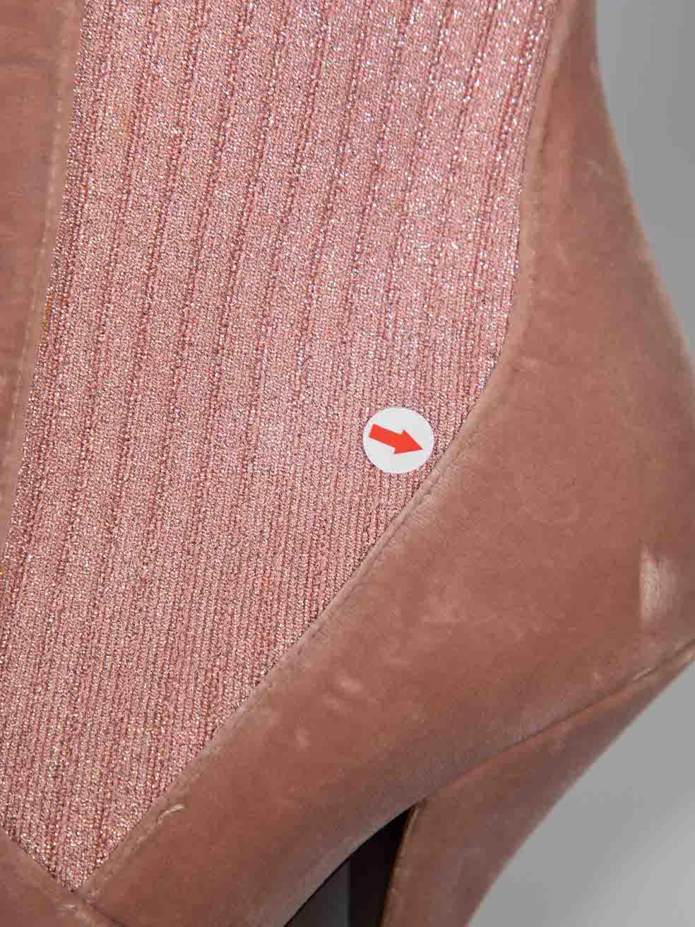 Fendi Pink Velvet Glitter Accent Sock Boots Size IT 39.5 For Sale 1