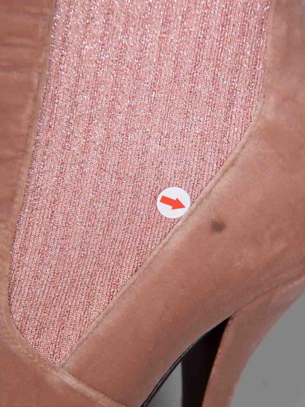 Fendi Pink Velvet Glitter Accent Sock Boots Size IT 39.5 For Sale 2