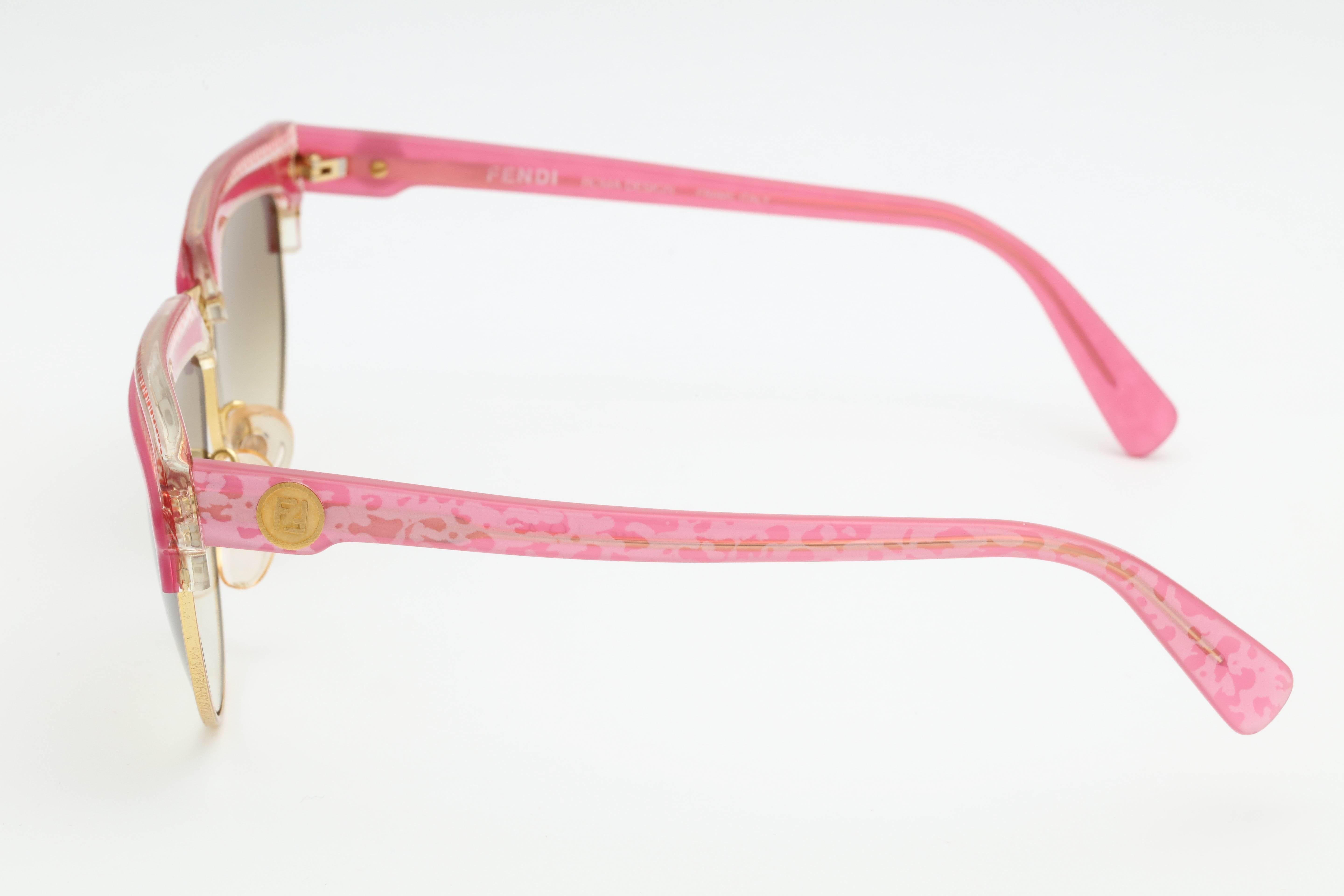 Beige Fendi Pink Vintage Sunglasses For Sale