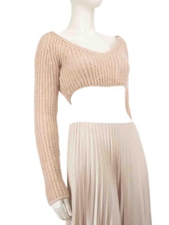 Fendi Pink Wool Chunky Knit Cropped Jumper Size M