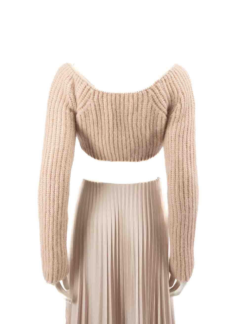 Beige Fendi Pink Wool Chunky Knit Cropped Jumper Size M