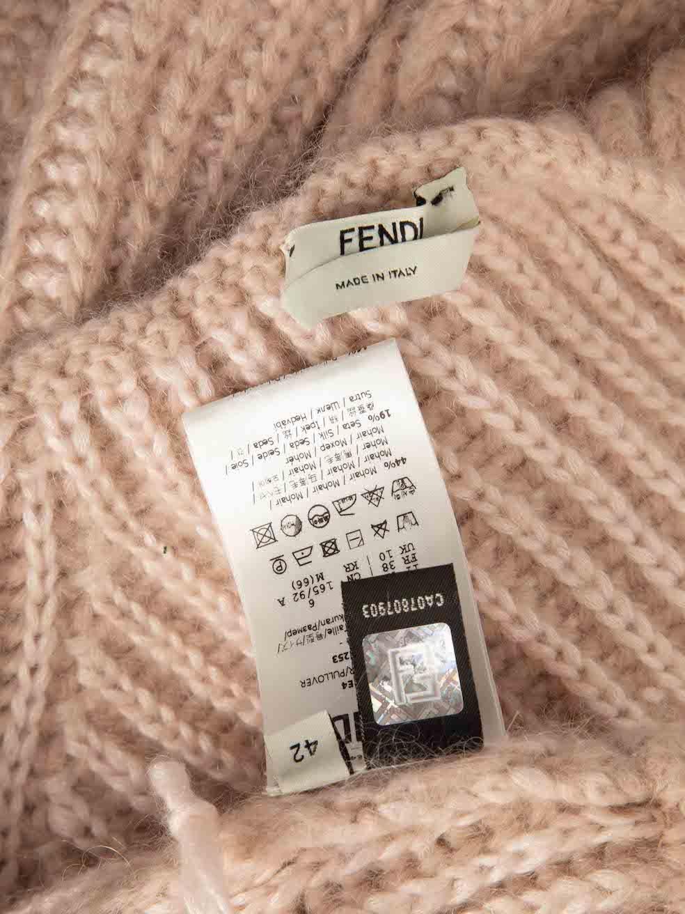 Fendi Pink Wool Chunky Knit Cropped Jumper Size M 1