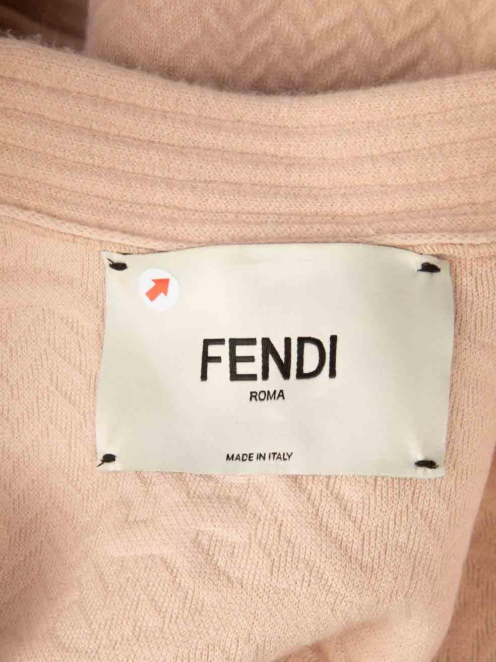 Women's Fendi Pink Wool Karligraphy Jacquard Cardigan Size XS