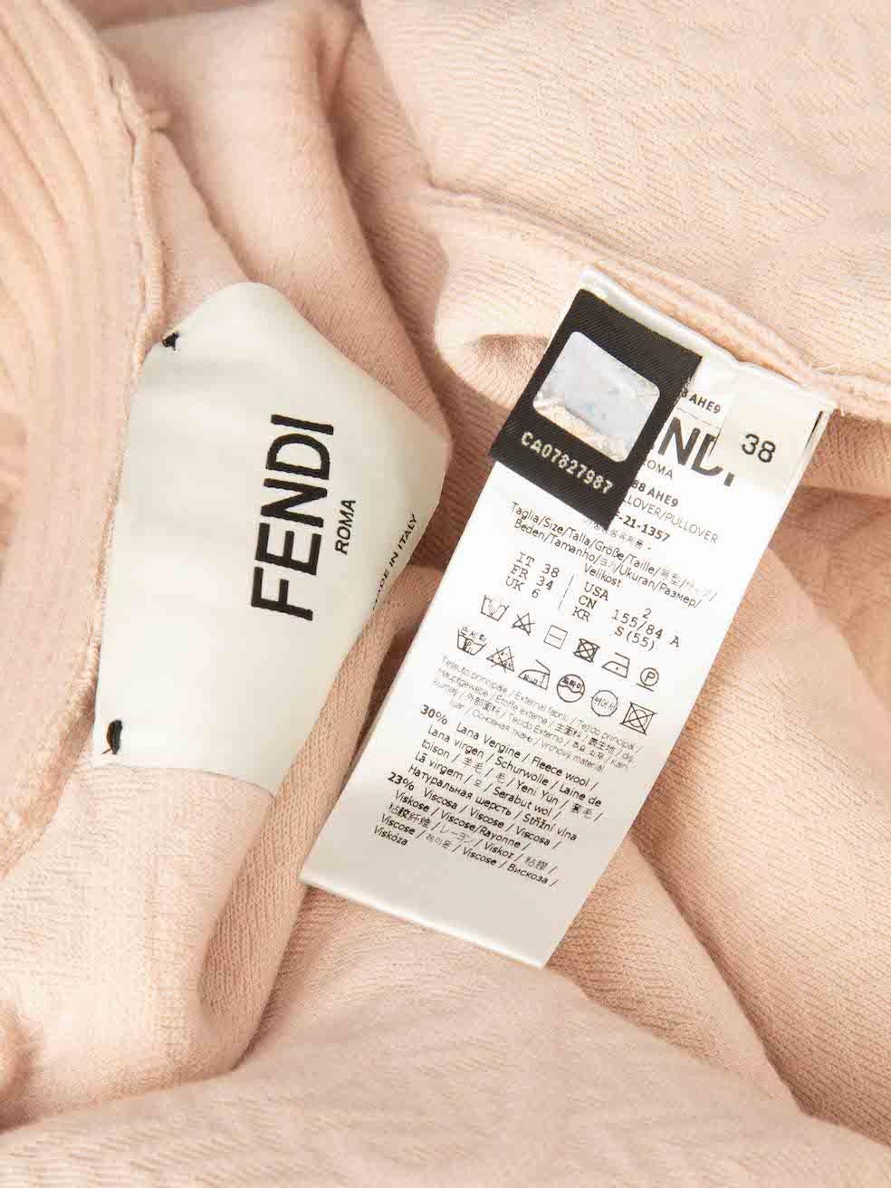 Fendi Pink Wool Karligraphy Jacquard Cardigan Size XS 1