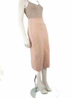 Fendi Pink Wool Karligraphy Jacquard Midi Skirt Size S