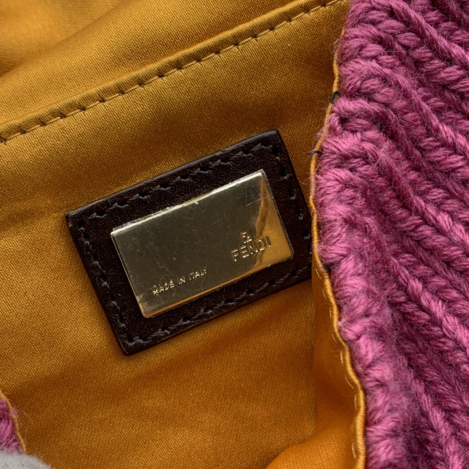 Fendi Pink Wool Knit Crocheted Chef Shoulder Flap Bag Handbag 3