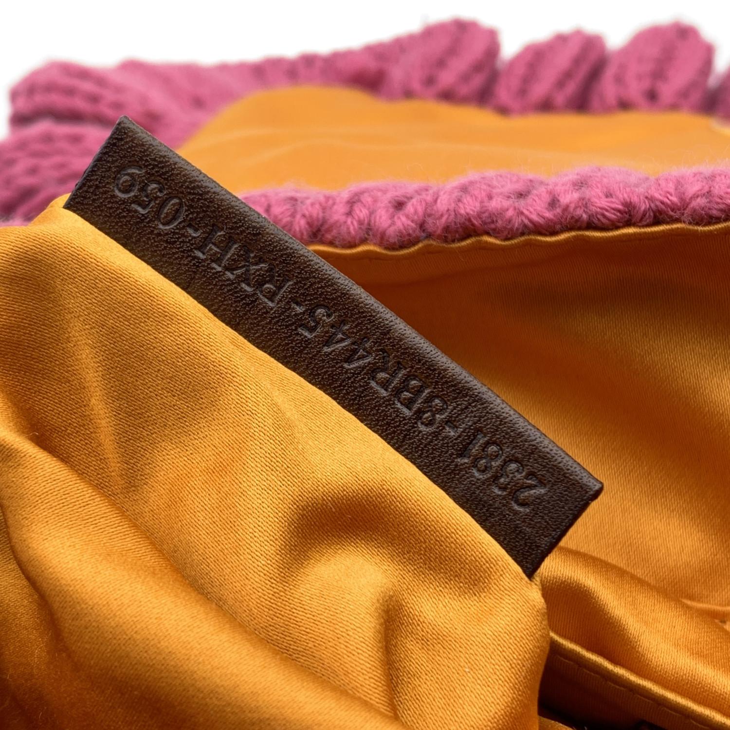 Fendi Pink Wool Knit Crocheted Chef Shoulder Flap Bag Handbag 4