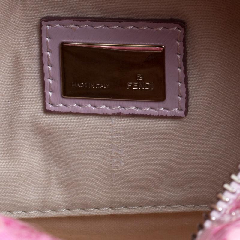 Fendi Pink Zucchino Canvas and Sequins Mini Forever Bauletto Boston Bag 3